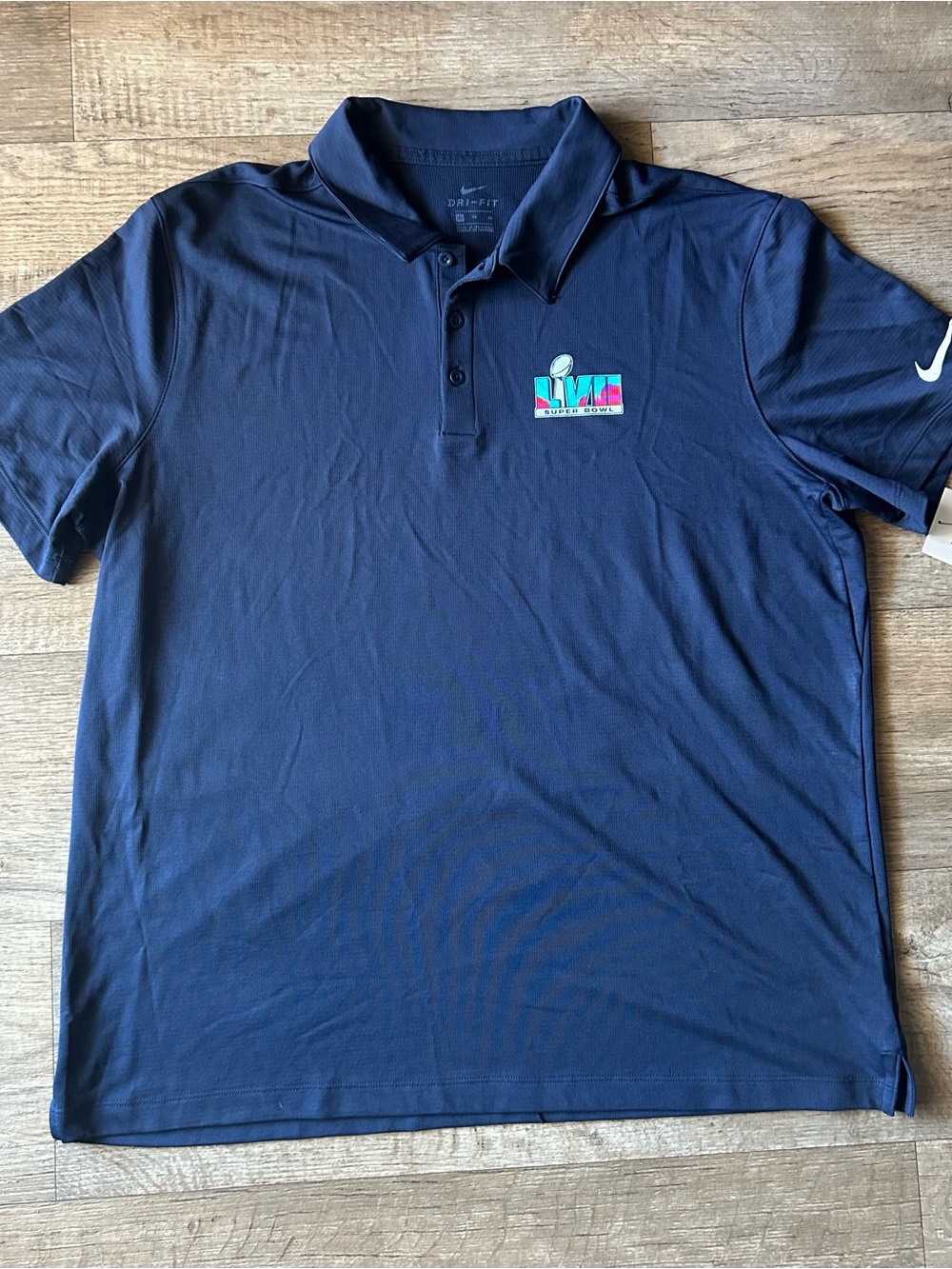 NWT- Nike Navy Blue Polo with Super Bowl LVII Logo